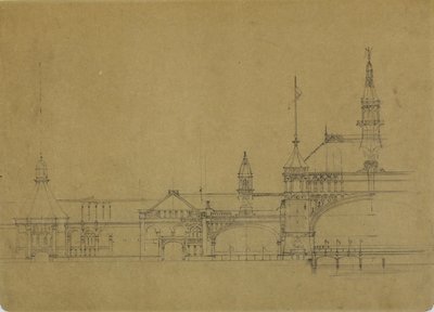 Dünya Kolomb Sergisi Binaları, Chicago, Illinois, Yükseklik Krokisi by John Wellborn Root