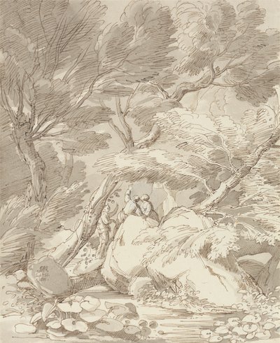Canonteign, Devon'daki Rocky River Bank'taki Rakamlar by John White Abbott