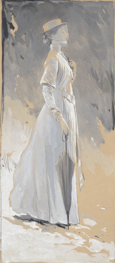 Beyazlı genç kadın: Bayan Cynthia by John White Alexander