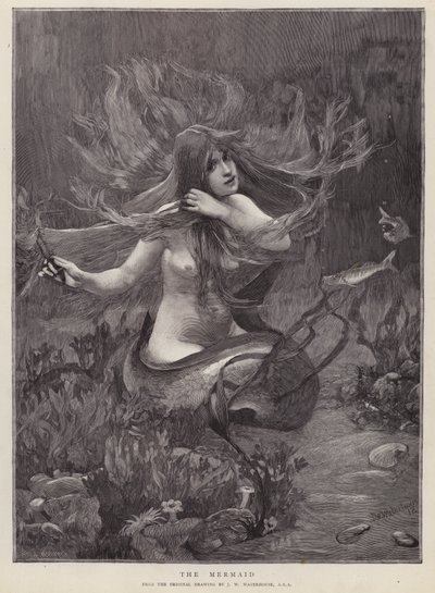 Deniz Kızı (lito) by John William (after) Waterhouse