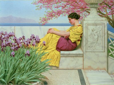Dalda Sarkan Çiçeğin Altında, 1917 by John William Godward