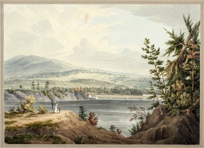 Waterford yakınlarındaki Hudson Nehri Köprüsü, New York, 1832 (suluboya, guaj, seçici cam, grafit ve kart üzerine yerleştirilmiş kağıt üzerine kazıma) by John William Hill