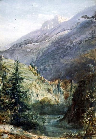 Sepey Yolunda, İsviçre (kağıt üzerine suluboya ve guaj boya) by John William Inchbold