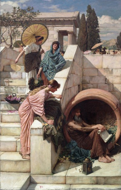 Fıçısında Diyojen, c.1882 (tuval üzerine yağlıboya) by John William Waterhouse
