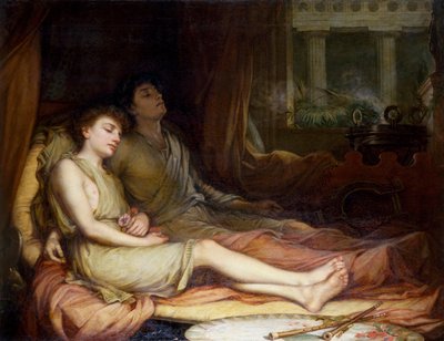 "Hypnos ve Thanatos" Uyku ve Ölüm Tanrıları. John William Waterhouse (1849-1917) (preraphaelite) tarafından yapılmış resim Özel koleksiyon by John William Waterhouse