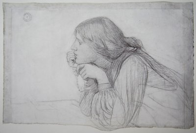 Tesbihli bir kadın figürünün incelenmesi by John William Waterhouse