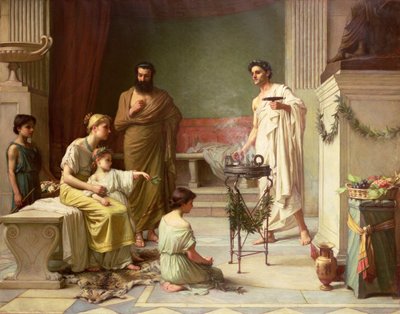 Hasta Bir Çocuğun Aesculapius Tapınağını Ziyareti, 1877 by John William Waterhouse
