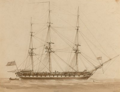 Bir İngiliz firkateyni demirine biniyor by John Wilson Carmichael