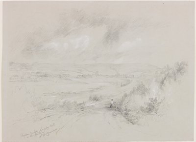 Haydon Bridge, Langley Castle in the Distance (bc und pencil on paper) by John Wilson Carmichael