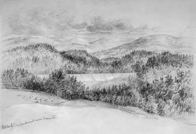 Brampton yakınlarındaki Hillbeck Dolgusu (kağıt üzerinde bc ve kalem) by John Wilson Carmichael