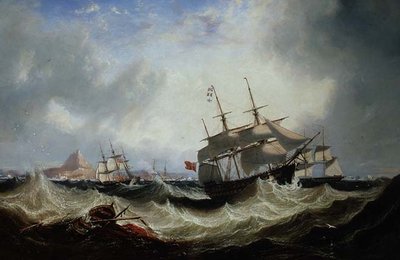 Cebelitarık açıklarında ağır denizlerde nakliye by John Wilson Carmichael