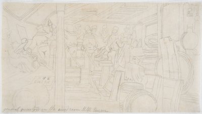 Gardiyan H.M.S. Sezar (kağıt üzerine kurşun kalem (izleme)) by John Wilson Carmichael