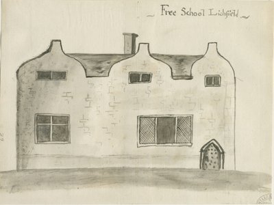 Lichfield - Gramer Okulu: sepya yıkama çizimi, nd [1784] (çizim) by John Wright