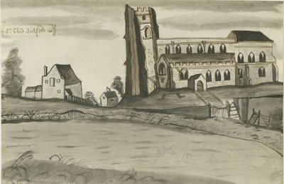 Lichfield - Aziz Çad Kilisesi: kalem ve yıkama çizimi, nd [1784] (çizim) by John Wright