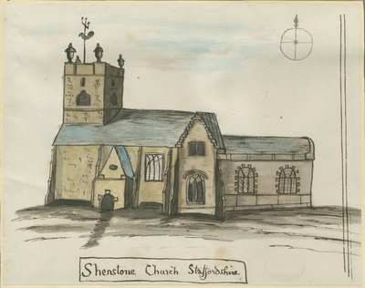 Sherston Kilisesi: suluboya resim, nd [1784] (resim) by John Wright