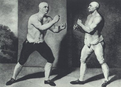 İlk İngiliz çıplak boksörler, John Broughton (solda) ve George Stevenson 1741