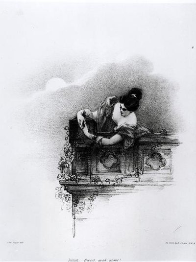 Fanny Kemble (1809-93) Richard James Lane (1800-72) tarafından oyulmuş Juliet, Tatlı İyi Geceler olarak by John after Hayter