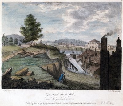 Greenfield Brass Mills, Holywell, Flintshire yakınlarında, W.C. Wilson, c.1792 by John after Ingleby