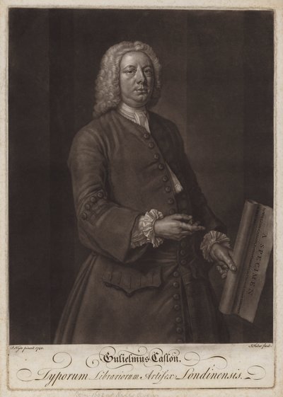 William Caslon, İngiliz tipograf (mezzotint) by John the younger Faber