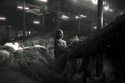 Jüt fabrikası, Kalküta, Hindistan, 2017 (fotoğraf) by Jon Nicholson