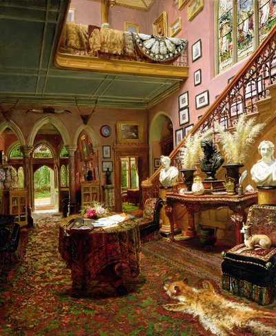 Salur og stigi sveitahúss, 1888 by Jonathan Pratt