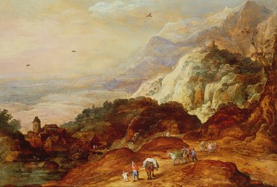 Figürler ve Katırlarla Dağlık Bir Manzara by Joos or Josse de Momper