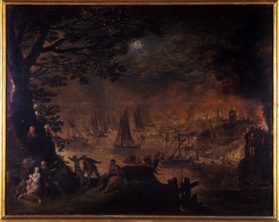 Deniz kenarında yanan kasaba by Joos or Josse de Momper
