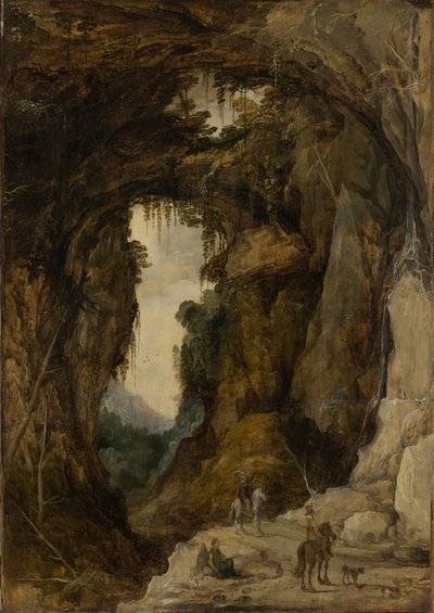 Mağara ve Binicili Manzara, 1616 dolayları (panel üzeri yağlı boya) by Joos or Josse de The Younger Momper