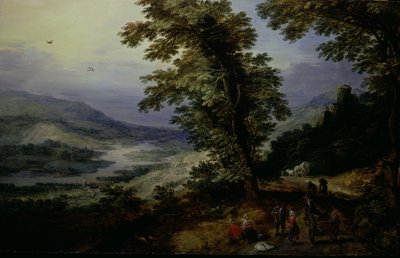 Gezginlerle Dağ Yolu, c.1610-25 (beşik panel üzerine yağlıboya) by Joos or Josse de The Younger Momper