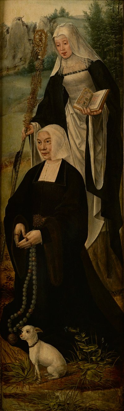 Aziz Monica ve bir donör, bir sunak parçasının bir kanadı (panelde yağ) by Joos van (follower of) Cleve
