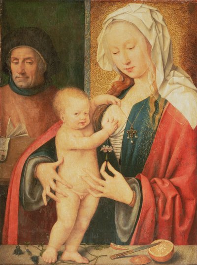 Kutsal Aile (panelden aktarılmış tuval üzerine yağlıboya) by Joos van Cleve