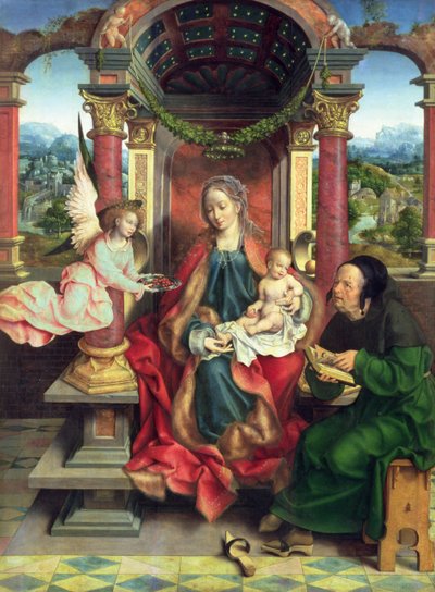 Kutsal Aile, bir triptik orta panel, c.1530 (panel) by Joos van Cleve