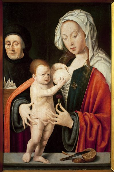 Bakire, Çocuk ve bir bağışçı. Joos Van Cleve (1485-1540), ahşap üzerine yağlı boya. Flaman sanatı 16. yüzyıl. Musee Grobet Labadie, Marsilya. by Joos van Cleve