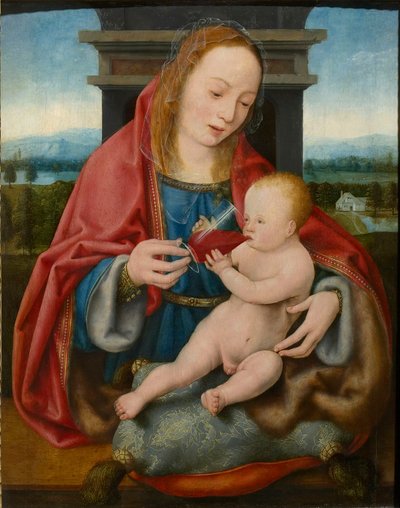 Şarap İçen Bebek İsa ile Bakire, c. 1520. by Joos van Cleve
