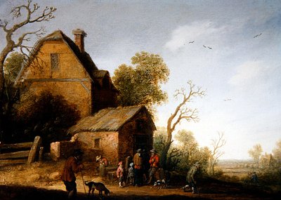 Figürler ve Köpeklerle Ormanlık Bir Manzara by Joost Cornelisz. Droochsloot