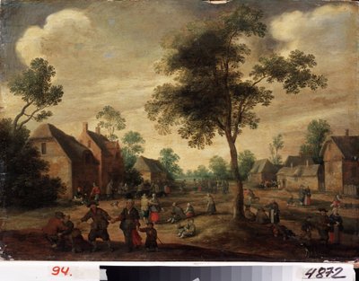 ""Fete de köy"" (Ülke kutlaması) Hollanda kırsal manzarası. Jost Cornelisz Droochsloot (1586-1666) tarafından yapılan boyama Kharkov Ulusal Müzesi Ukrayna by Joost Cornelisz. Droochsloot