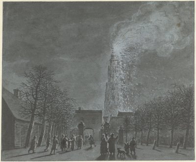 Amersfoort'taki kilise kulesinde yangın by Jordanus Hoorn