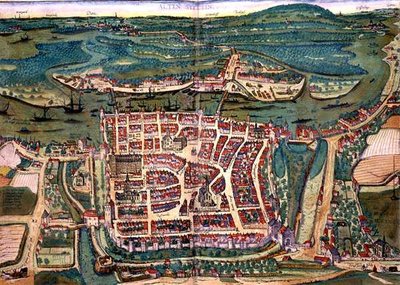 Altenstadt Haritası, Georg Braun (1541-1622) ve Frans Hogenberg (1535-90) c.1572-1617 (renkli gravür) tarafından 