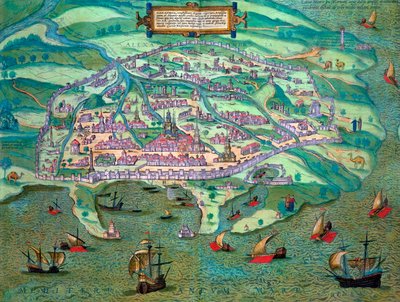 İskenderiye Haritası, Mısır, c1572 by Joris Hoefnagel