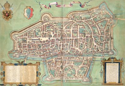 Augsburg haritası, Georg Braun (1541-1622) ve Frans Hogenberg (1535-90), c.1572 tarafından 