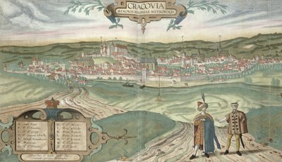 Krakov Haritası, Georg Braun (1541-1622) ve Frans Hogenberg (1535-90), 'Dünya Şehirleri'nden, c.1572 by Joris Hoefnagel