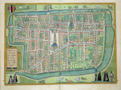 Delft Haritası, Georg Braun (1541-1622) ve Frans Hogenberg (1535-90) c.1572-1617 tarafından 