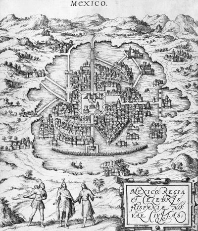 Meksika Haritası, Georg Braun (1541-1622) ve Frans Hogenberg (1535-90) c.1572 tarafından 