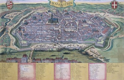 Georg Braun (1541-1622) ve Frans Hogenberg (1535-90) c.1572-1617 tarafından yazılan 'Civitates Orbis Terrarum'dan Viyana Haritası by Joris Hoefnagel