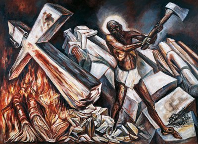Mesih çarmıhını yok eder by José Clemente Orozco