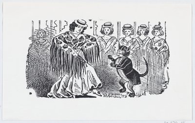Takım elbiseli bir kediyle dans eden bir kadın, ca. 1880-1910., ca. 1880-1910. by José Guadalupe Posada