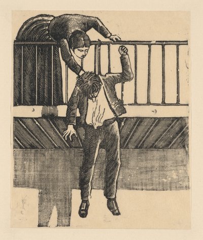 Kendini baloya asarak intihar eden bir adamı bulan bir kadın..., ca. 1900-1910. by José Guadalupe Posada