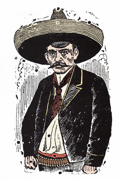 Emiliano Zapata (1880-1919), Meksikalı devrimci. Jose Guadalupe Posada (1852-1913) tarafından Xylography. by José Guadalupe Posada