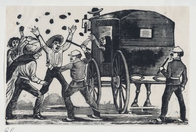 Bir at ve arabanın yanında kavga eden adamlar, ca. 1900-1910., ca. 1900-1910. by José Guadalupe Posada