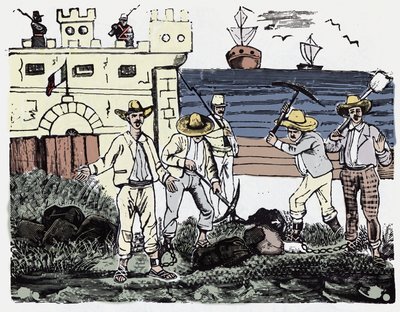Meksika Devrimi (1910-1920): Zorla Çalıştırılan Mahkum Grupları - Jose Guadalupe Posada (1852-1913) tarafından Xylography by José Guadalupe Posada